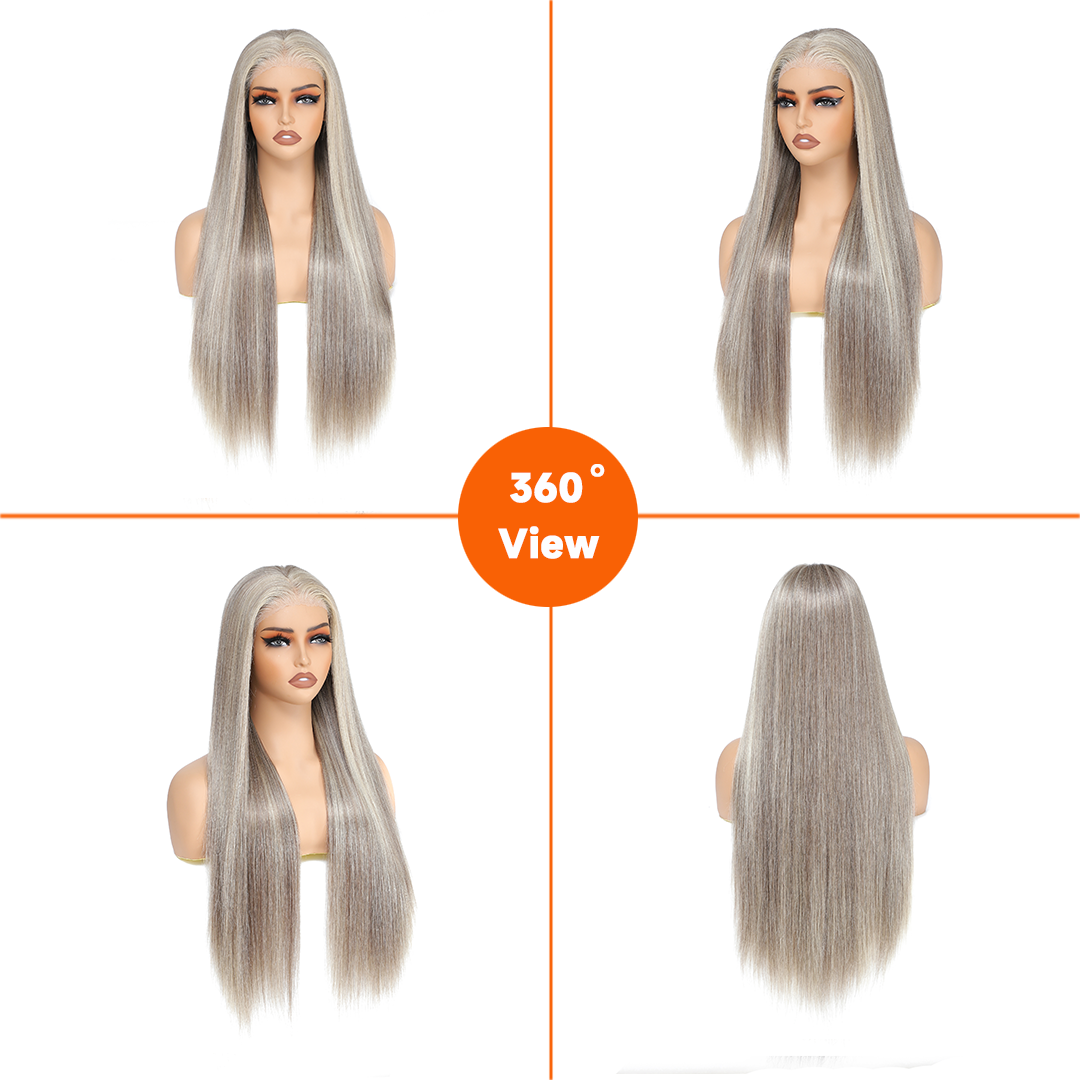 Vanlov Balayage Highlight p18/613 Straight Glueless Lace Wig Human Hair Wig For Black Women