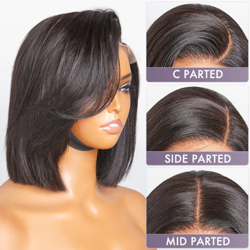 Pre cut Lace Wear and Go Glueless Wig Human Hair Pre Plucked Short Bob ...