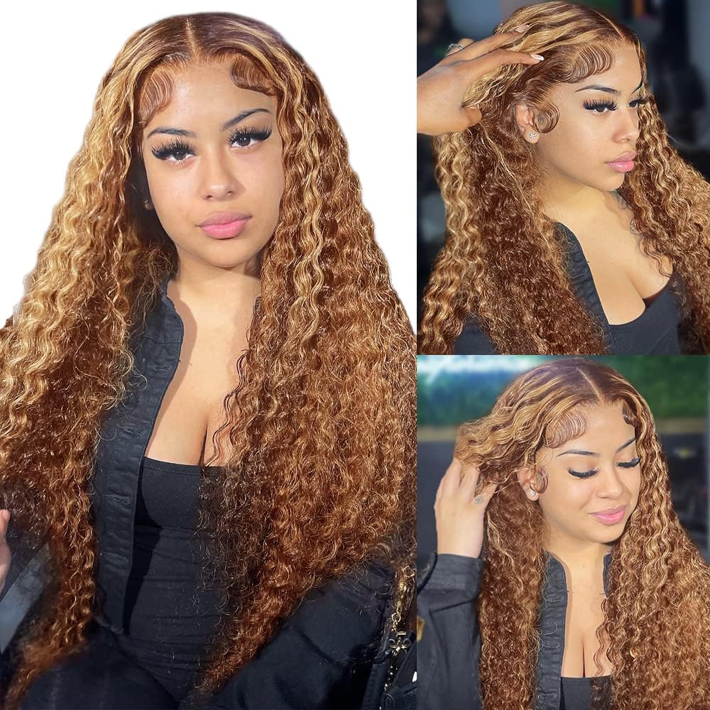 Vanlov Hair-Wear and Go Glueless Wigs High Density HD Transprent Highlight Deep wave Lace Front Wigs Human Hair