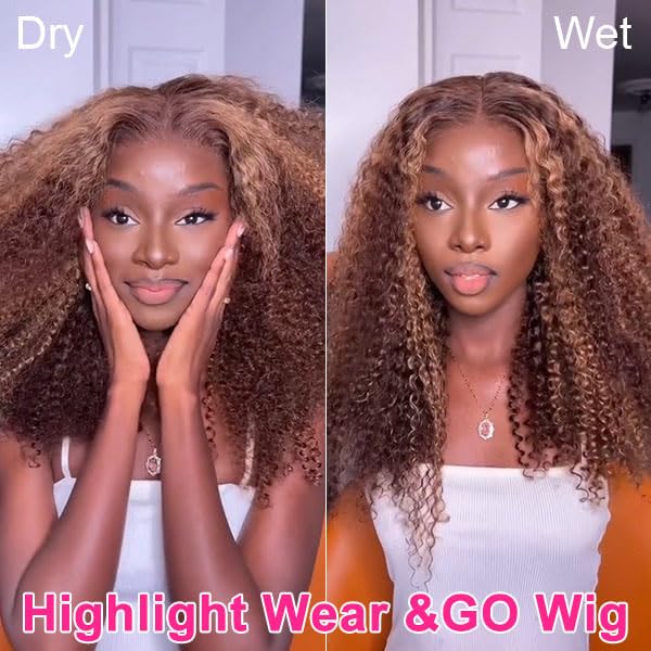 Vanlov Hair-Wear and Go Glueless Wigs High Density HD Transprent Highlight water wave Lace Front Wigs Human Hair